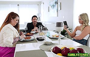 Stepdads hard throbbing cock pleased by his blonde stepdaughter