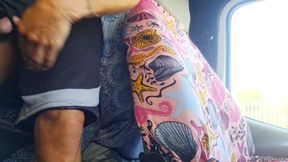 Masturbating my Big cock and moaning while driving Campervan &mdash;  finishing with cumshot inside