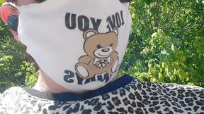 tight yoga pants wet with pee in the park and on the street