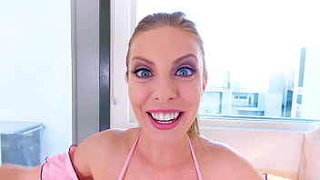 BRITNEY AMBER Big Tits Blonde Sexy Hottie Huge Cock POV Blowjob All The Way Down Deepthroat Facefuck and Cum Swallow - WoW! A