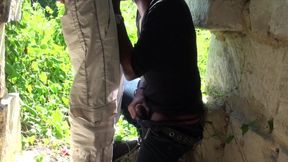 Straight sucked by ebony outdoor