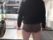Visible thong line at the gym