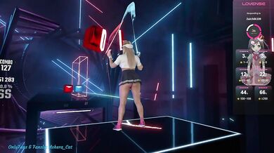 Funny Beat Saber Expert with vibrator inside pussy
