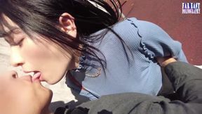 Skirt Side Tease Where Slick Grazing Turns to Instant Climax the Moment She Sinks in - 1