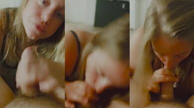 Hot slut sucks and swallows on Snapchat after party