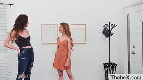 Busty ts Jade Venus fucks  babes in 3way