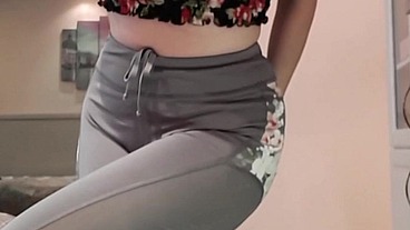 Shaking legs embarrassed when peeing my yoga pants and panties