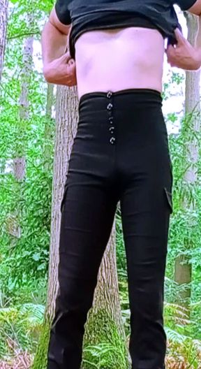 Pedal in Sexy Pussy Pants in the Woods
