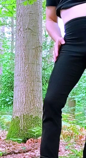 Pedal in Sexy Pussy Pants in the Woods
