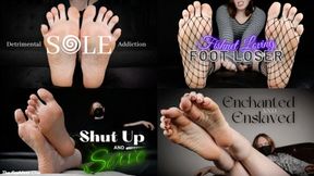 Foot Domination Compilation - HD - The Goddess Clue, 4 in 1 Clip, Mental Domination, Humiliation, Loser Foot Slave Training, Soles, Fishnets, High Heels