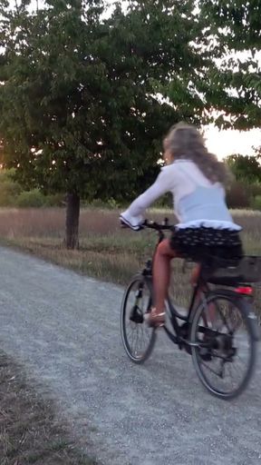 Daring Biking In Mini Skirts &amp; Nylon Stockings   Clip 2