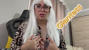 Giantess Stepsister talks to tiny stepbrother while we are drinking tea while talking I realize that there is something in the tea that makes me feel strange after every sip I grow big then tiny stepbrother wants to leave but I talk to him to let me