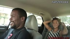 Sexy curly head girl fucks huge black cock