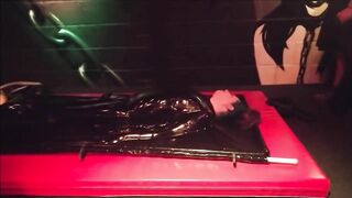 Pvc Girls first Time inside Latex Vac Bed