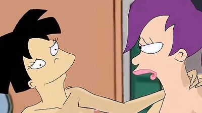 Amy and Leela in a hilarious parody of futurama's hand-to-pussy training with dildos and toys