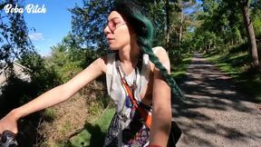 Riding a cock naked on my bike in public