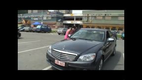 Sexy blonde pussy fucking on the road