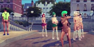 Futa Club 3 Bring It On raw cheerleaders show off their big tits in public