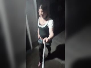 Sissy outside cunt and butt-pluged and bang sextoy