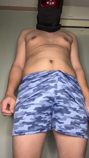 Playing with roommate underwear while he's outside.