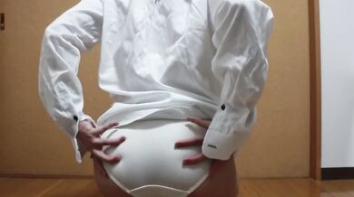 Girl in boyfriend shirt screams through nonstop toy orgasm