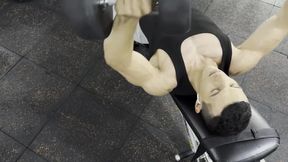 Gym employee watches me flex in the dressing room muscle worship POV
