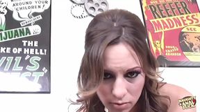 In Between Changing Positions During Anal Sex the Kinky Brunette Deepthroats and Eats His Ass