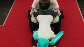 miku gets her boobs massaged, her ass licking and a big dildo in her pussy.