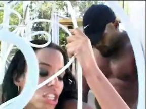 Hot black chick with large tits gets her wet pussy fucked hard