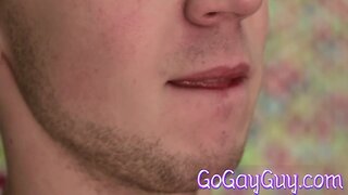 Gogayguy lovely blonde young stripping and groaning prick