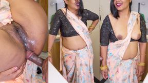 Painful anal try- Indian wife pinki try First time anal in sexy saree to make her husband happy.