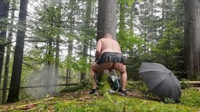 Forest pumps jerk off skirt