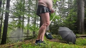 Forest pumps jerk off skirt
