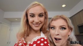 Jazmin Luv and Hyley Winters take turns getting their tight pussies drilled