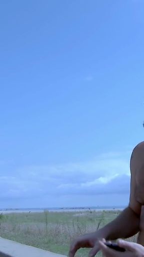 Louana: French blonde bimbo with big tits double penetrated on the beach   Clip 1