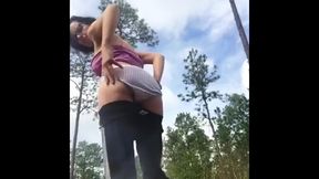 Latina MILF pees in her panties outdoors