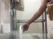 chubby beginner slut pig first time drinking own piss and licking feet