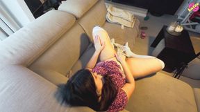 Hot MILF Home Alone Masturbating on the Sofa