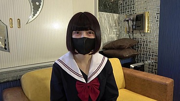 Uncensored, 18 year old Japanese black hair beauty. Amateur girl gives blowjob and creampie sex in shaved pussy. Sailor suit cosplay, Asian