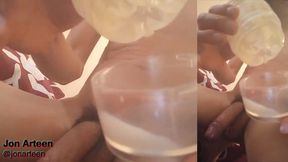 Twink drinks his own cum after boy fucks him with loud messy orgasm cum rolling eyes