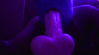 Femboy in swimsuit fake penis suck off