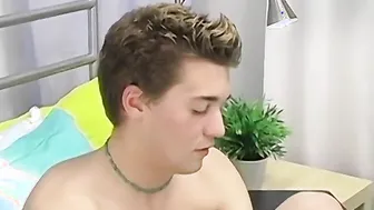 Twink Devin Becker toys his tight ass with a big dildo and jerks off