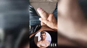 Mika Ayden Jerks His Big Uncut Cock at Home