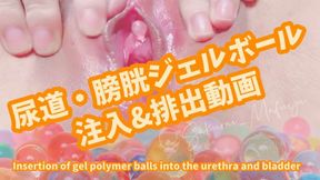 Insertion of gel balls into the urethra
