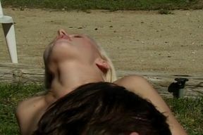 Huge Facial for a Hot Blonde Chick After an Outdoor Fuck