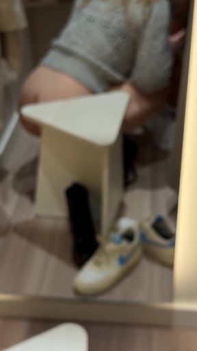 Risky Public - Naughty Girl Plays with Cock in the Middle of Clothing Store - Gets Rewarded Doggy in Changing Room