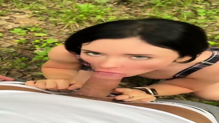 256 Swallowing Cum in Forest vertical