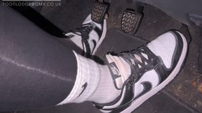 Driving home in my Nike Dunk sneakers and white Nike socks