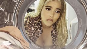 chubby blonde has sex with a young guy in the laundry room - savannah watson