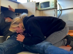 Blonde MILF Gives Plumber a Blowjob in the Kitchen
